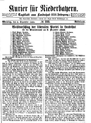 Kurier für Niederbayern Montag 6. Dezember 1869
