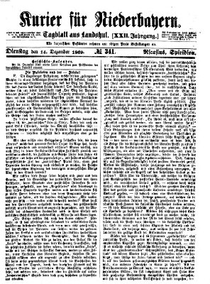 Kurier für Niederbayern Dienstag 14. Dezember 1869