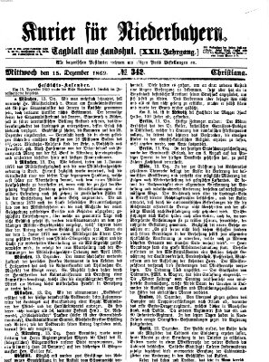 Kurier für Niederbayern Mittwoch 15. Dezember 1869