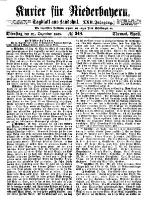 Kurier für Niederbayern Dienstag 21. Dezember 1869