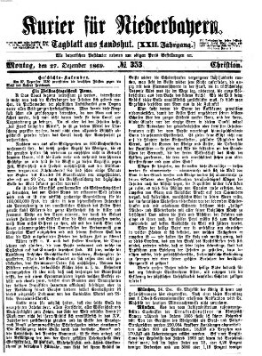 Kurier für Niederbayern Montag 27. Dezember 1869