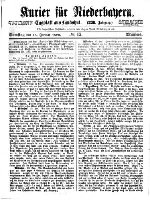 Kurier für Niederbayern Samstag 15. Januar 1870