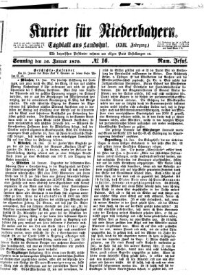 Kurier für Niederbayern Sonntag 16. Januar 1870