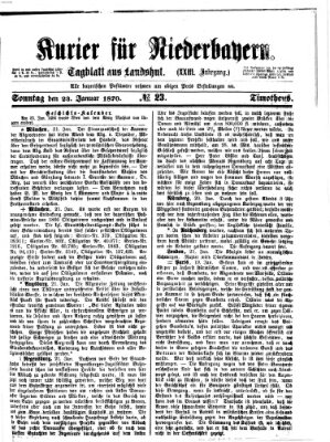 Kurier für Niederbayern Sonntag 23. Januar 1870