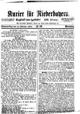 Kurier für Niederbayern Donnerstag 24. Februar 1870