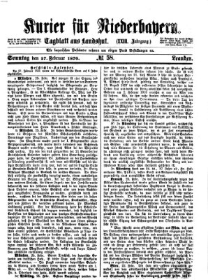 Kurier für Niederbayern Sonntag 27. Februar 1870