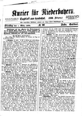 Kurier für Niederbayern Dienstag 1. März 1870