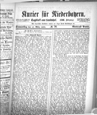 Kurier für Niederbayern Donnerstag 17. März 1870