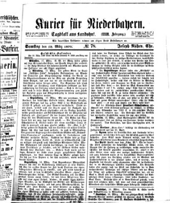 Kurier für Niederbayern Samstag 19. März 1870