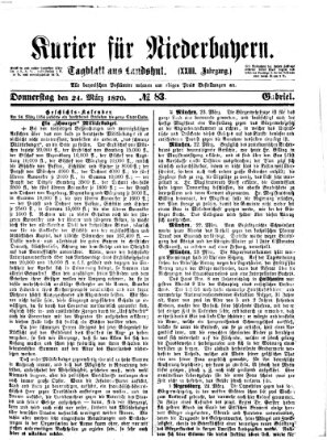 Kurier für Niederbayern Donnerstag 24. März 1870