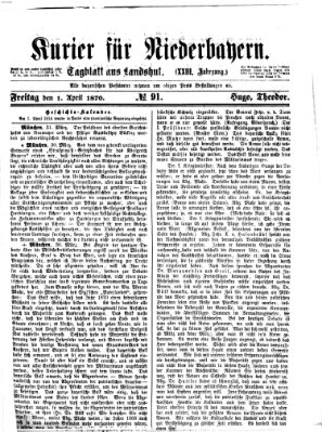 Kurier für Niederbayern Freitag 1. April 1870