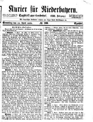 Kurier für Niederbayern Sonntag 10. April 1870