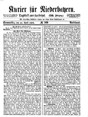 Kurier für Niederbayern Donnerstag 21. April 1870