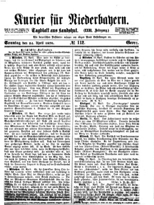 Kurier für Niederbayern Sonntag 24. April 1870