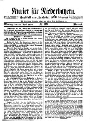 Kurier für Niederbayern Montag 25. April 1870