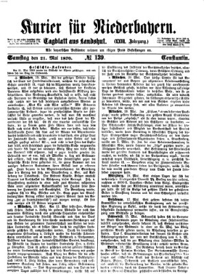 Kurier für Niederbayern Samstag 21. Mai 1870