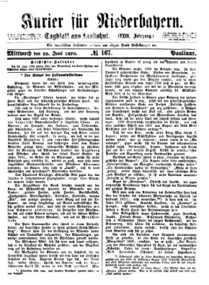 Kurier für Niederbayern Mittwoch 22. Juni 1870