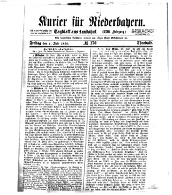 Kurier für Niederbayern Freitag 1. Juli 1870