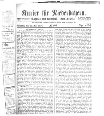 Kurier für Niederbayern Sonntag 31. Juli 1870