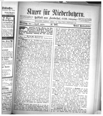 Kurier für Niederbayern Montag 1. August 1870