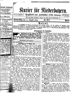 Kurier für Niederbayern Donnerstag 11. August 1870