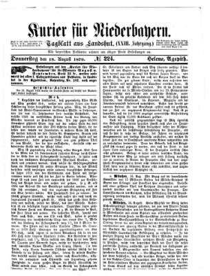 Kurier für Niederbayern Donnerstag 18. August 1870