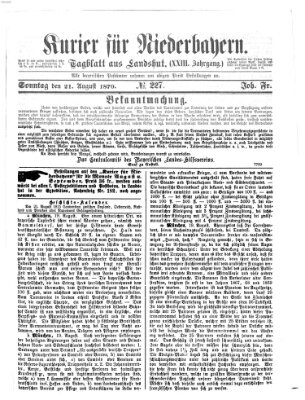 Kurier für Niederbayern Sonntag 21. August 1870