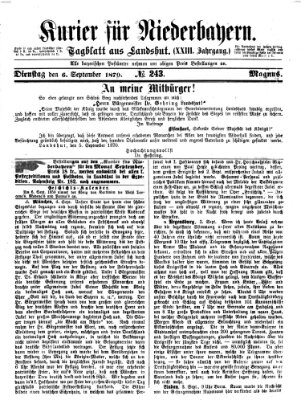 Kurier für Niederbayern Dienstag 6. September 1870