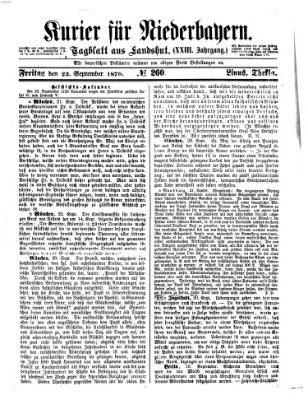 Kurier für Niederbayern Freitag 23. September 1870