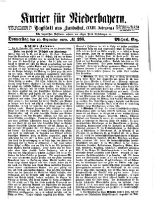 Kurier für Niederbayern Donnerstag 29. September 1870