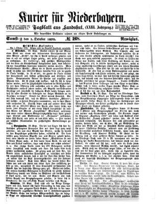 Kurier für Niederbayern Samstag 1. Oktober 1870