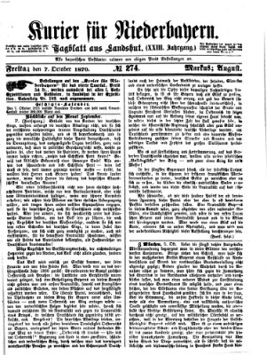 Kurier für Niederbayern Freitag 7. Oktober 1870