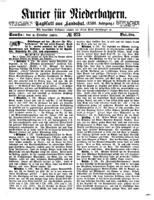 Kurier für Niederbayern Samstag 8. Oktober 1870