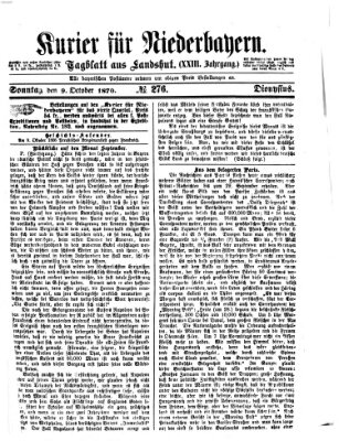 Kurier für Niederbayern Sonntag 9. Oktober 1870