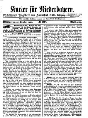 Kurier für Niederbayern Montag 31. Oktober 1870