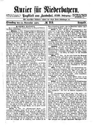 Kurier für Niederbayern Dienstag 15. November 1870