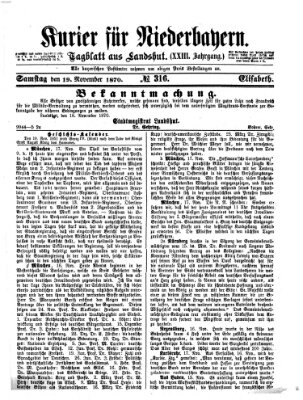 Kurier für Niederbayern Samstag 19. November 1870