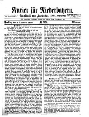 Kurier für Niederbayern Freitag 2. Dezember 1870