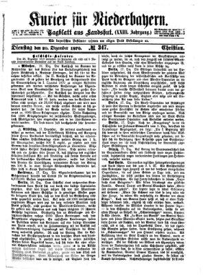 Kurier für Niederbayern Dienstag 20. Dezember 1870