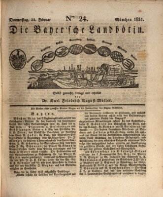 Bayerische Landbötin Donnerstag 24. Februar 1831