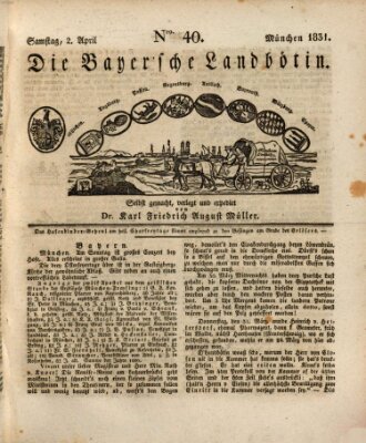 Bayerische Landbötin Samstag 2. April 1831