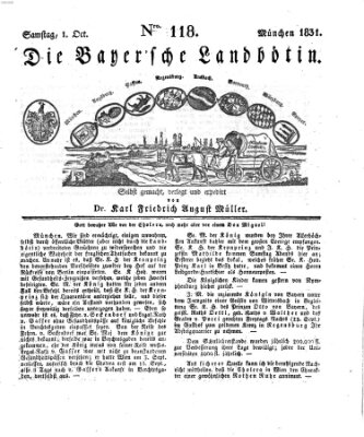 Bayerische Landbötin Samstag 1. Oktober 1831