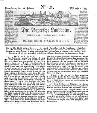 Bayerische Landbötin Samstag 16. Februar 1833