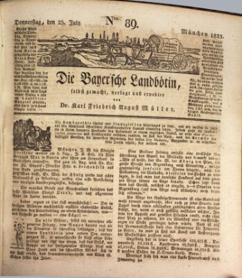 Bayerische Landbötin Donnerstag 25. Juli 1833