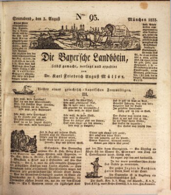 Bayerische Landbötin Samstag 3. August 1833