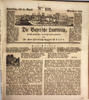 Bayerische Landbötin Donnerstag 22. August 1833