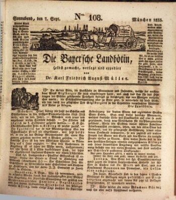 Bayerische Landbötin Samstag 7. September 1833