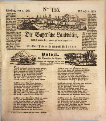 Bayerische Landbötin Dienstag 1. Oktober 1833