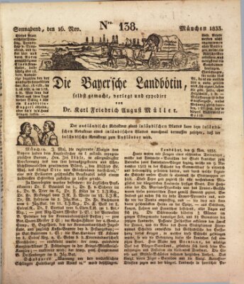 Bayerische Landbötin Samstag 16. November 1833