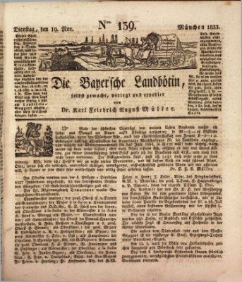 Bayerische Landbötin Dienstag 19. November 1833